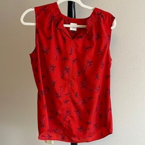 Cabi sleeves blouse, red/ purple. Polyester fabric